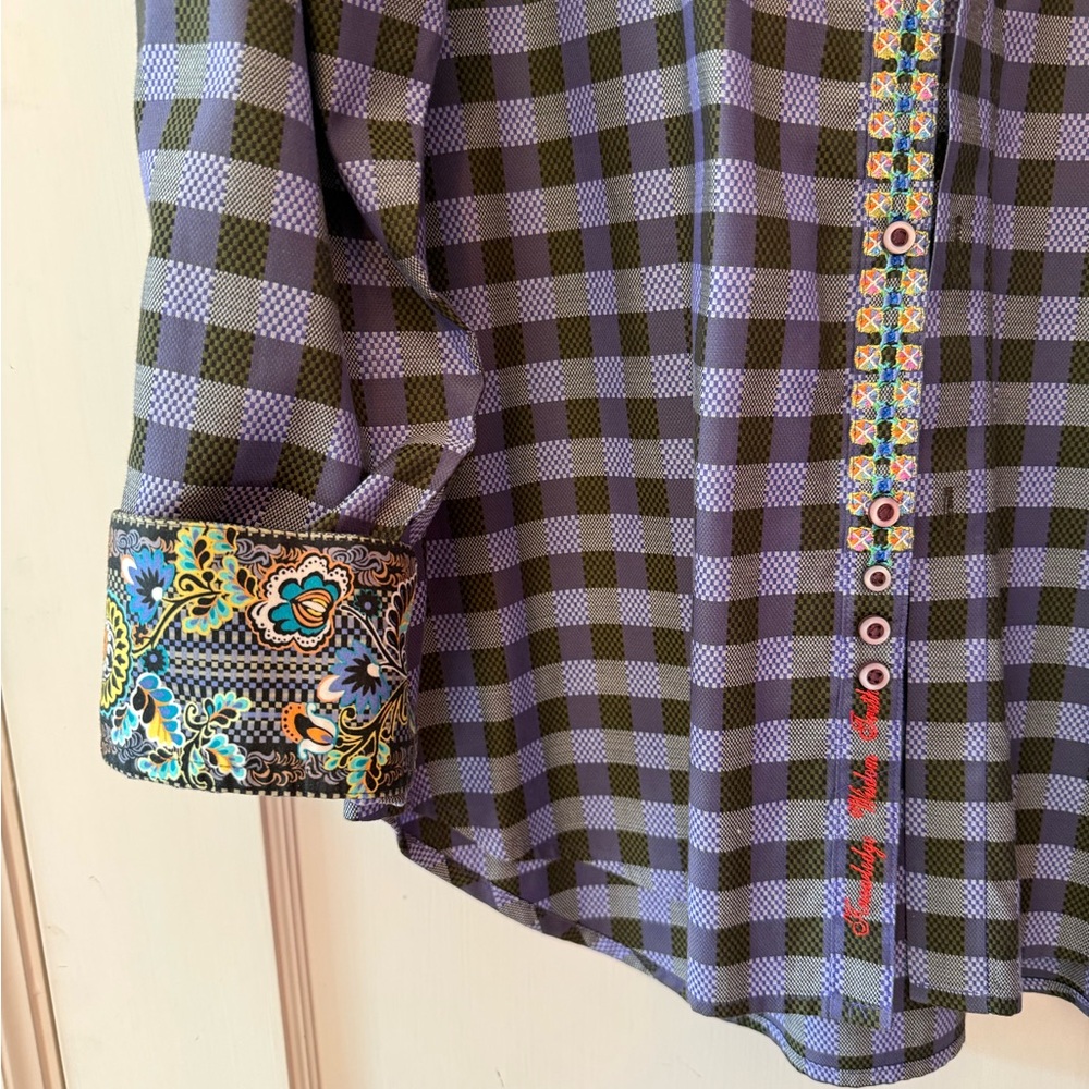 Robert Graham Black and Blue Checked Button-Down Shirt - Picture 3 of 7